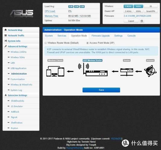 K2P简单测速 - 官方固件与padavan速度对比