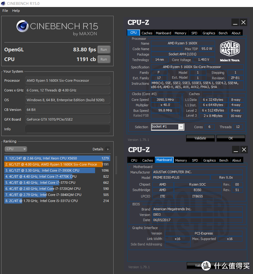 618入手AMD翻身利器，华硕B350+RYZEN 1600X，万事具备只欠显卡。