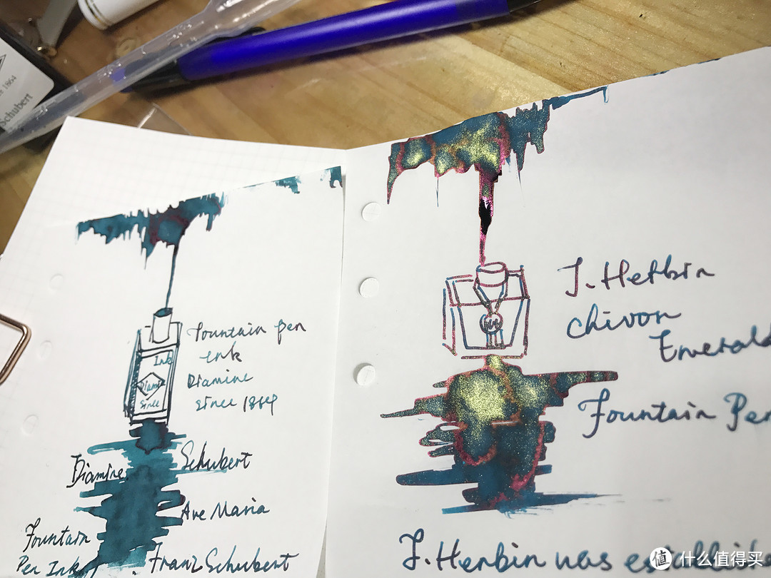 似绿非绿似蓝非蓝—J.Herbin 1670 祖母绿 & diamine 舒伯特 彩色墨水试色