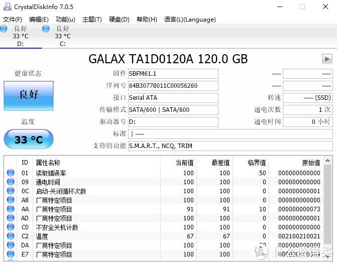 为绅士而生 GALAXY 影驰 120G ONE 固态硬盘 开箱