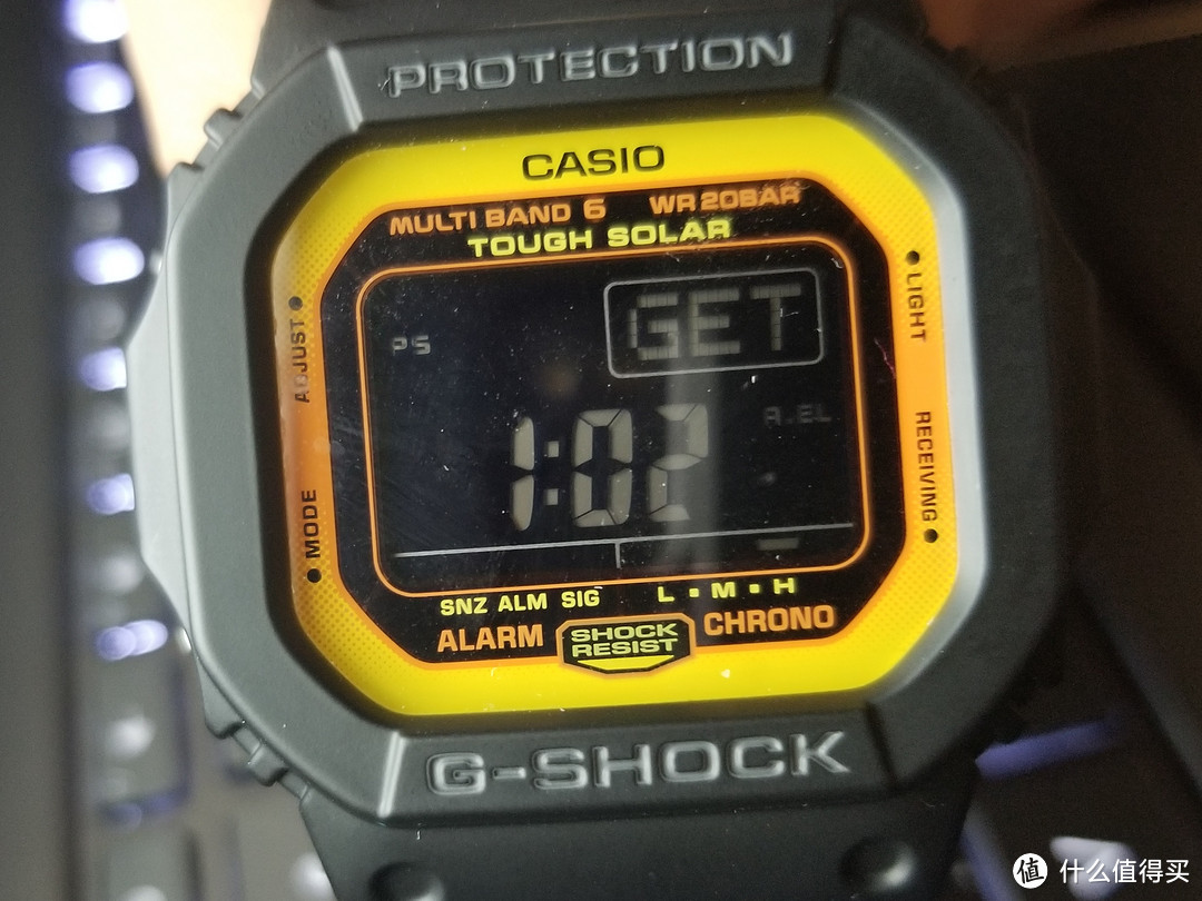 #晒单大赛#硬碰硬撞色方块 CASIO 卡西欧  G-Shock GW-M5610BY-1 光动能电波手表