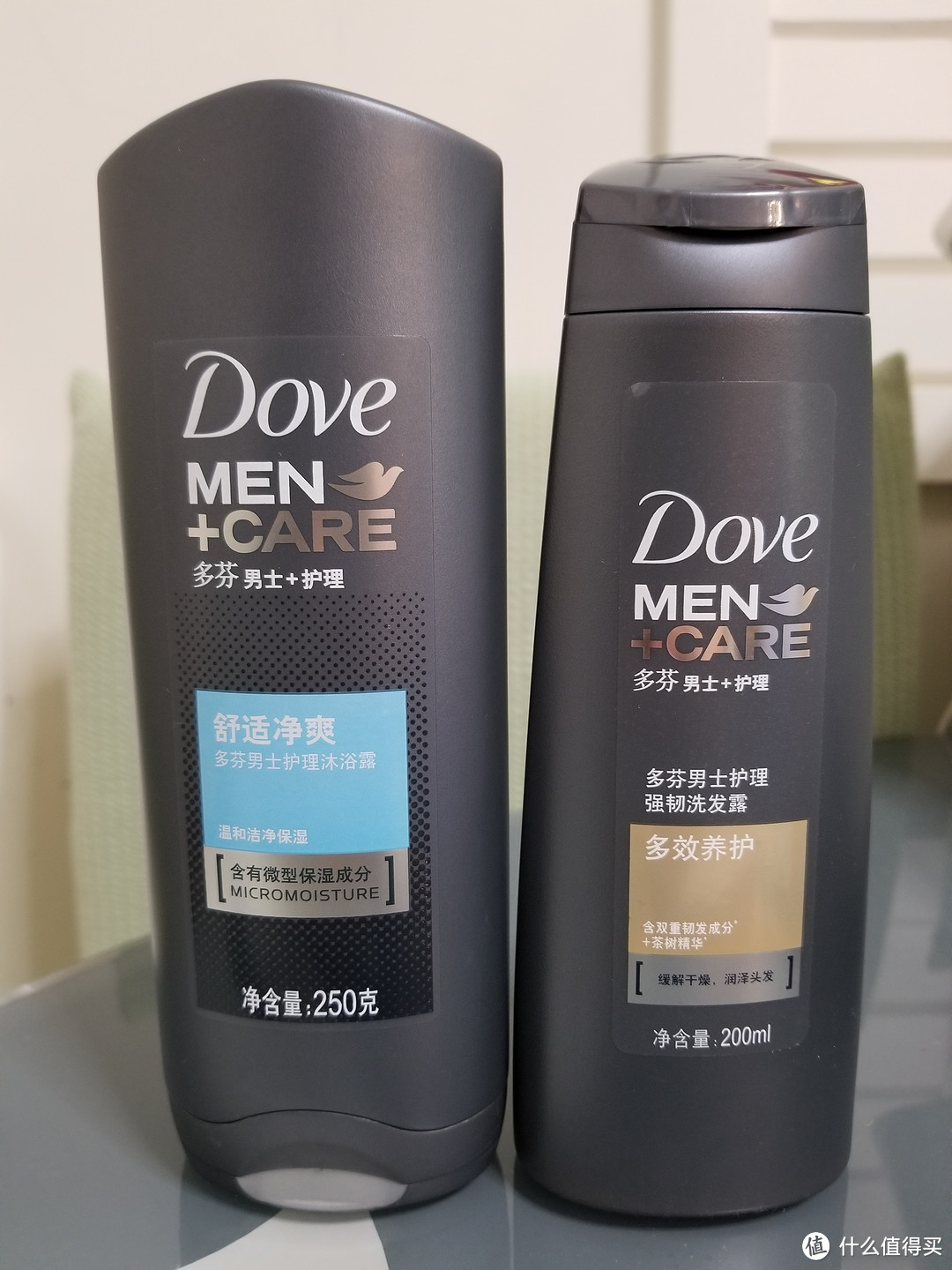 清爽的选择——多芬 男士+护理 舒适净爽型 沐浴露 250ml & 多效养护型 强韧洗发露 200ml  众测