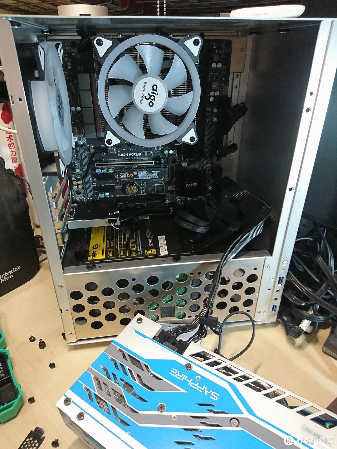 #原创新人#穷人装机之路—JONSBO 乔思伯 C3 机箱 + AMD R71700X CPU + Sapphire 蓝宝石 RX580 显卡 + MSI 微星 迫击炮 b350 主板