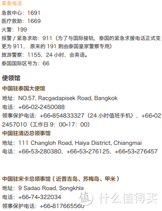 泰国常用联系信息