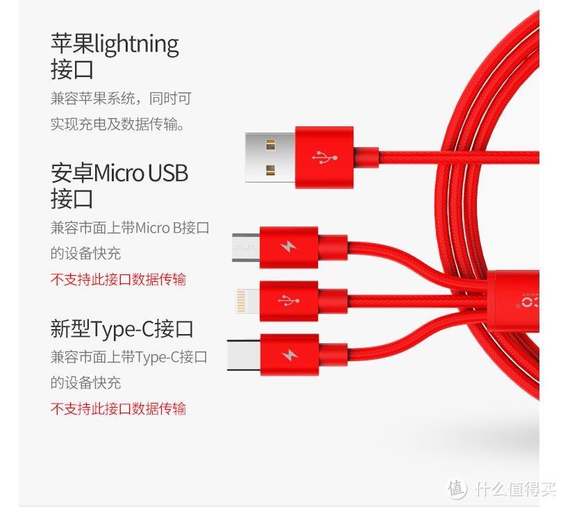 为“多”充牺牲“快”充究竟值不值：ORICO 奥睿科 一拖三 手机“快”充线