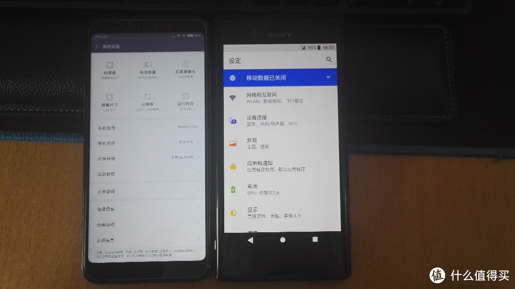 MI 小米 红米5 Plus 智能手机 和 Sony 索尼 XZ Premium 智能手机 对比