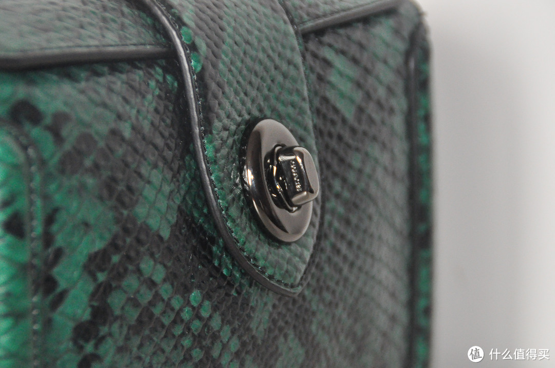 #全民分享季#COACH 蔻驰 38493 Stamped Snakeskin Page 深绿色蛇纹 女士手提斜挎包