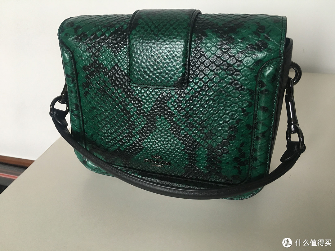 #全民分享季#COACH 蔻驰 38493 Stamped Snakeskin Page 深绿色蛇纹 女士手提斜挎包