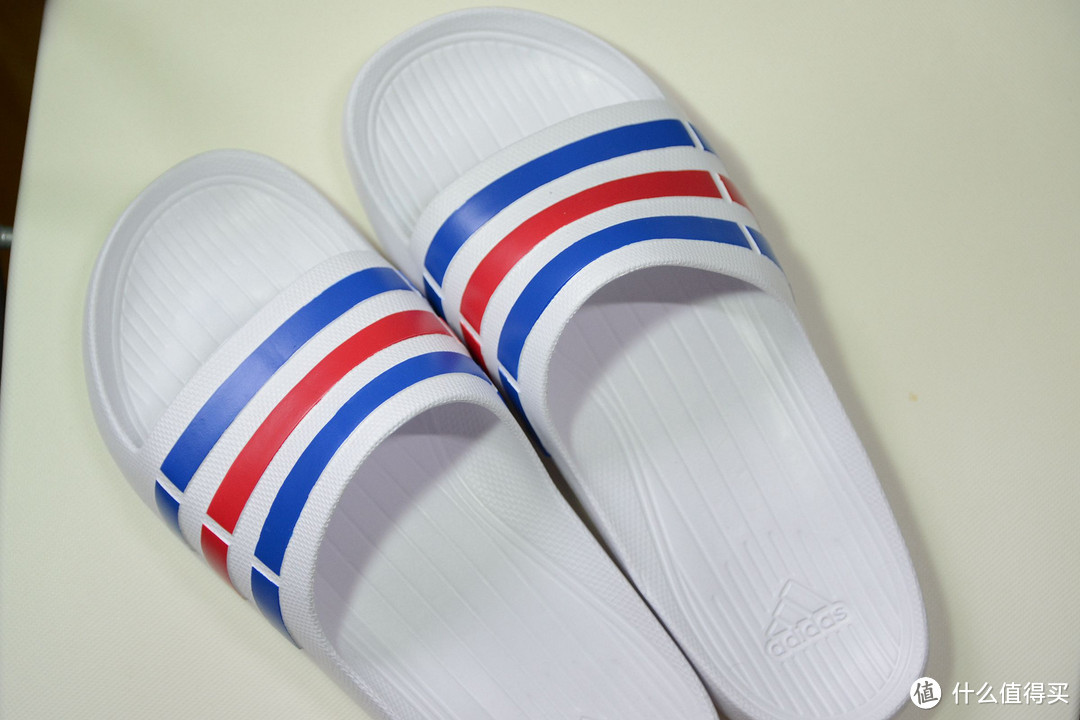 #全民分享季#Adidas 阿迪达斯 DURAMO SLIDE 彩色条纹拖鞋 开箱