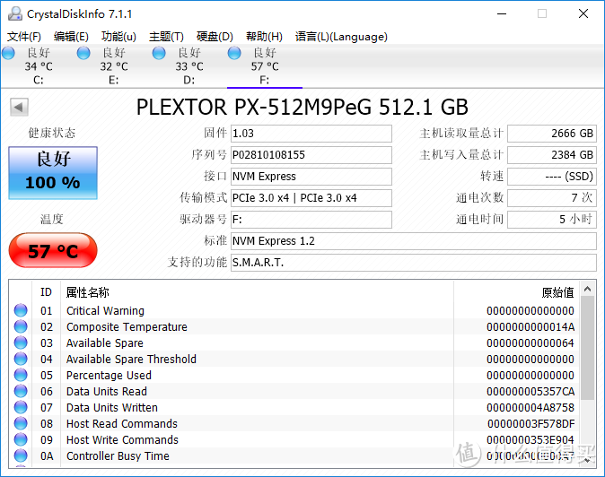 浦科特 PLEXTOR M9PeG 512GB M.2 NVMe固态硬盘测试报告