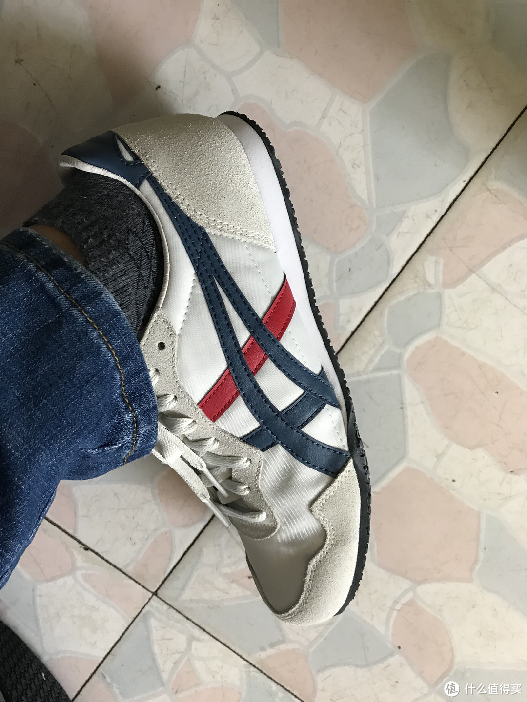 给行走不一样的感觉—ONITSUKA TIGER 鬼塚虎 SERRANO D109L-9049 米白/深蓝 41.5 休闲运动鞋开箱