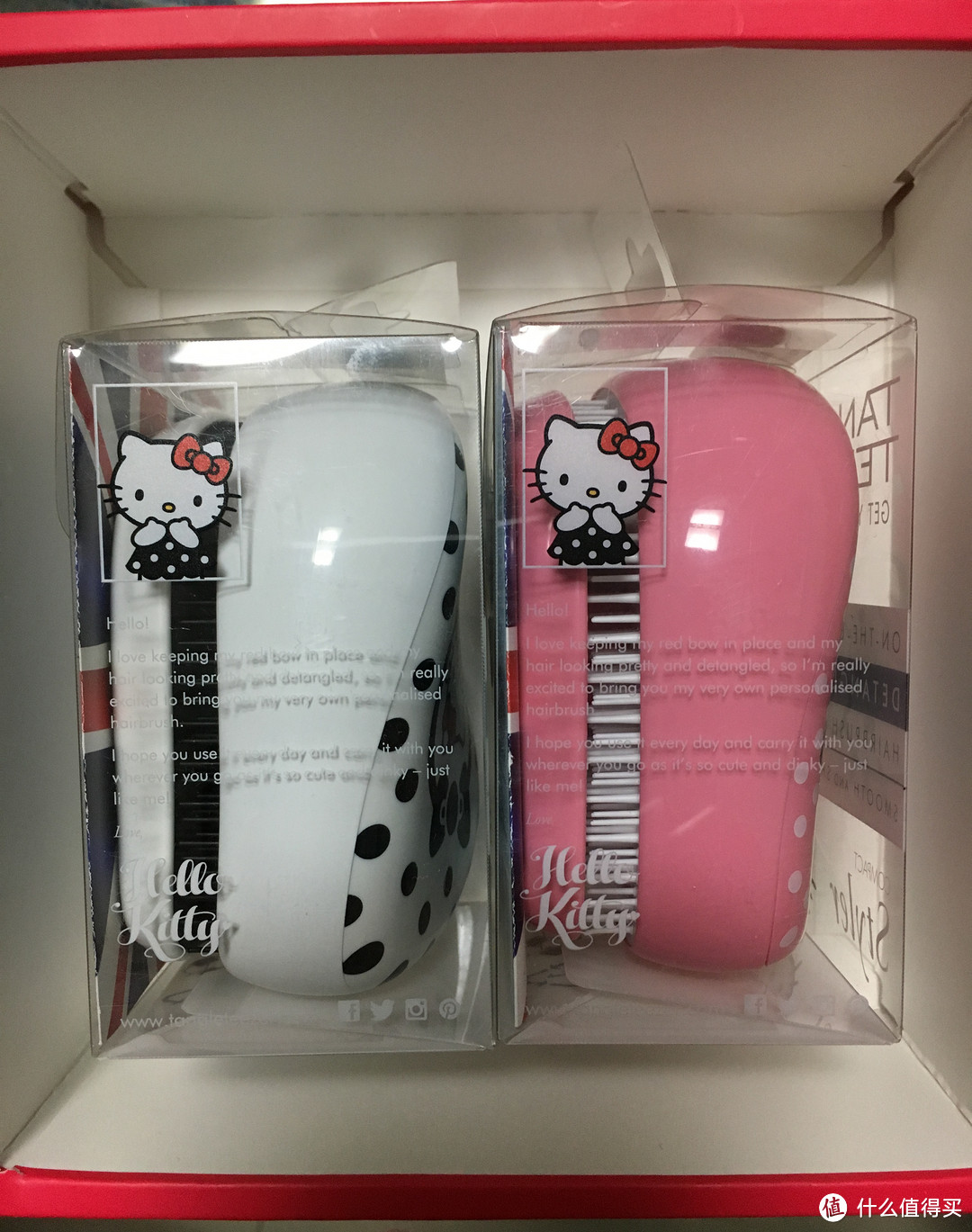 按摩、防打结、防脱发一步到位——Tangle Teezer便携款美发梳hello kitty礼盒