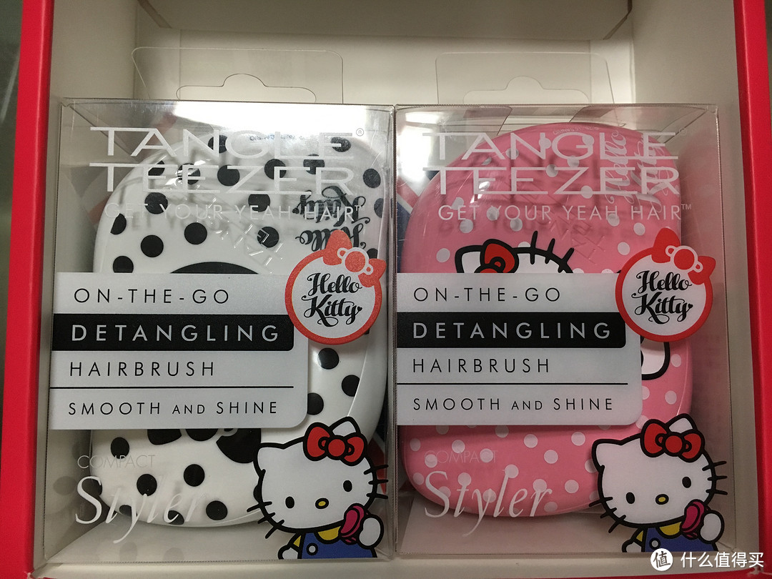 按摩、防打结、防脱发一步到位——Tangle Teezer便携款美发梳hello kitty礼盒