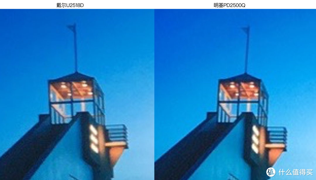 戴尔U2518D（左）与明基PD2500Q（右）图片细节对比