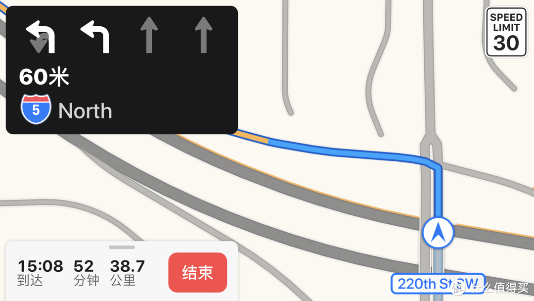 苹果地图会提示车道及标注限速