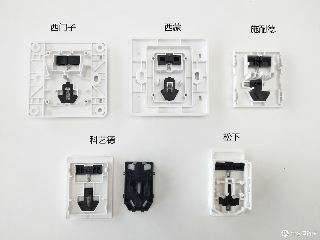 施耐德、西门子、松下等86型开关插座拆解对比