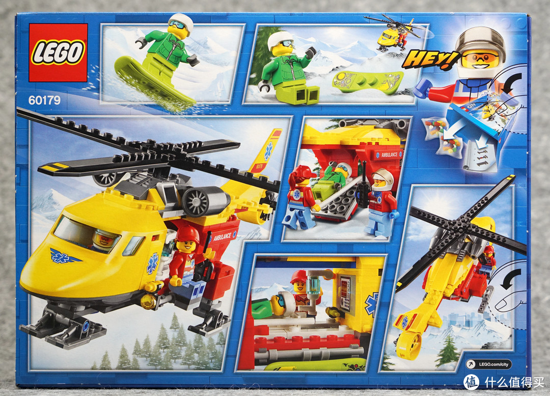 特殊件堆出一架直升机：LEGO 乐高 60179 CITY 城市系列  急救直升机 开箱