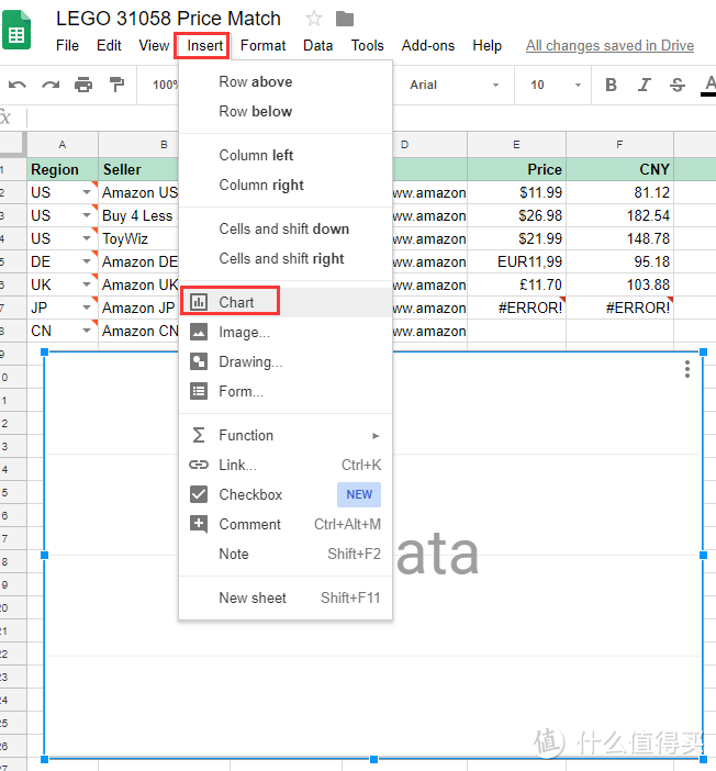 Visa淘金计划#技术宅拯救海淘, 用 Google 版 Excel 比价亚马逊商品 下篇