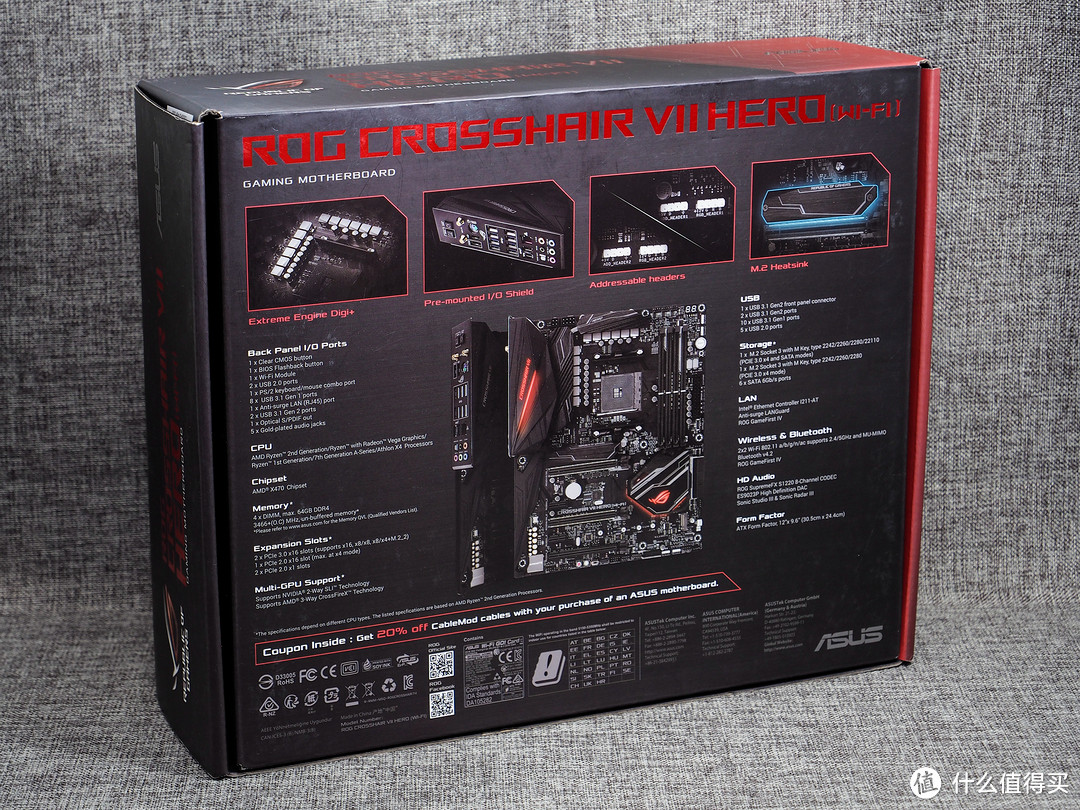 X470首发旗舰—ASUS 华硕 C7H Crosshair VII Hero主板开箱