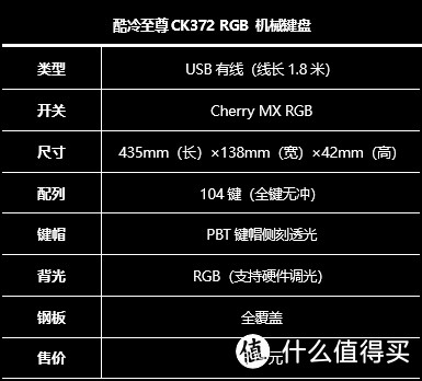 好手感，够个性CoolerMaster酷冷至尊CK372 侧刻RGB机械键盘