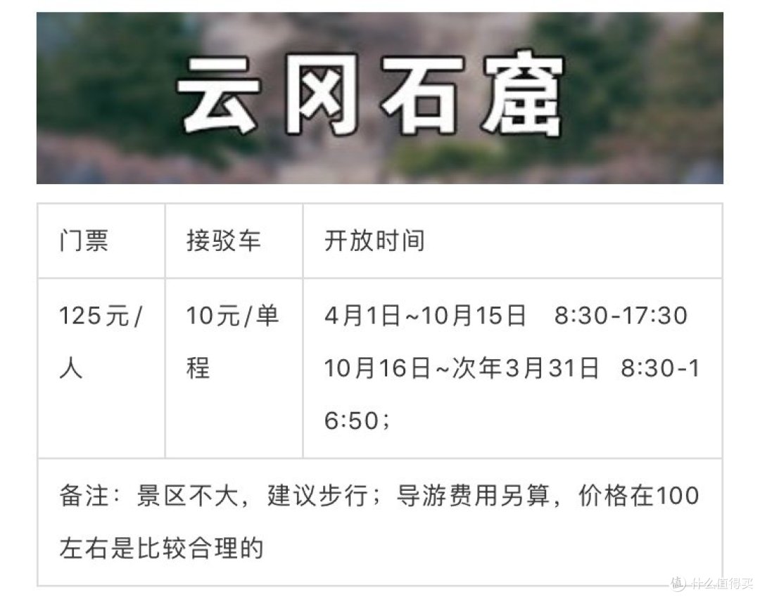 云冈石窟门票信息