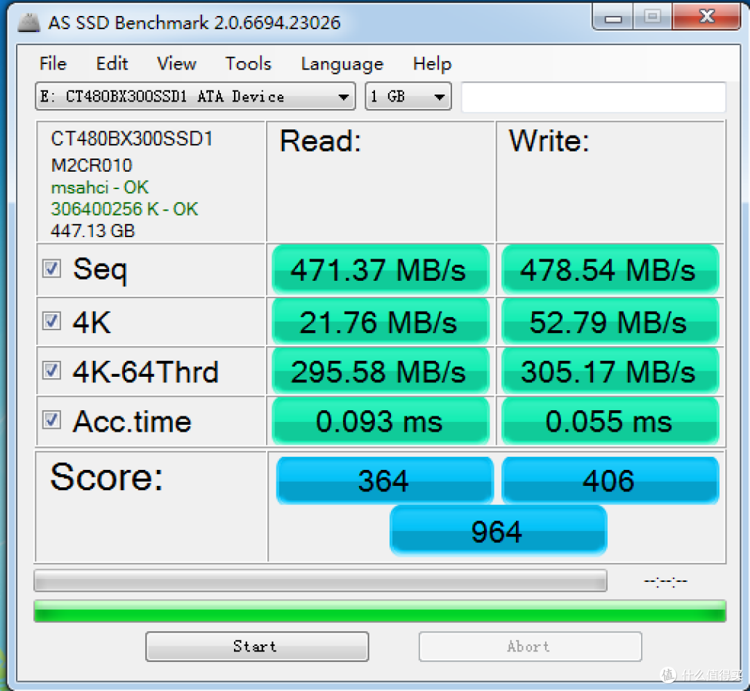 BX300-240GB的一个分区(154GB,空盘)跑分
