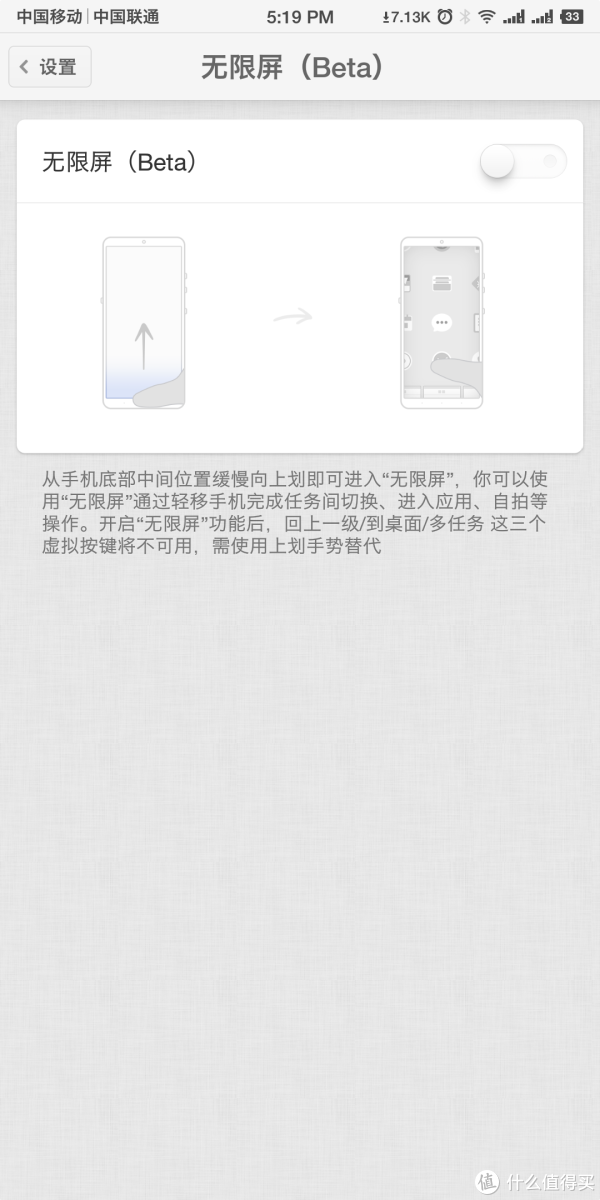 无限屏是这次重点推荐的功能，但是试用过以后觉得还是用处不大，毕竟移动的时候挺费劲的，有这个时间，早就手动打开应用了，但是用来看长图，非常有意思，可以作为娱乐功能，但不是刚需。