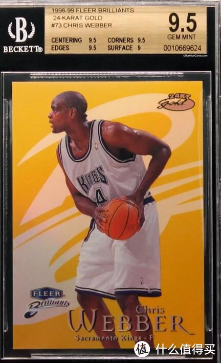 1998-99 Chris Webber Fleer Brilliants 24 Karat Gold SP Insert /24 BGS 9.5 Pop 1                              成交价格：2925，Offer