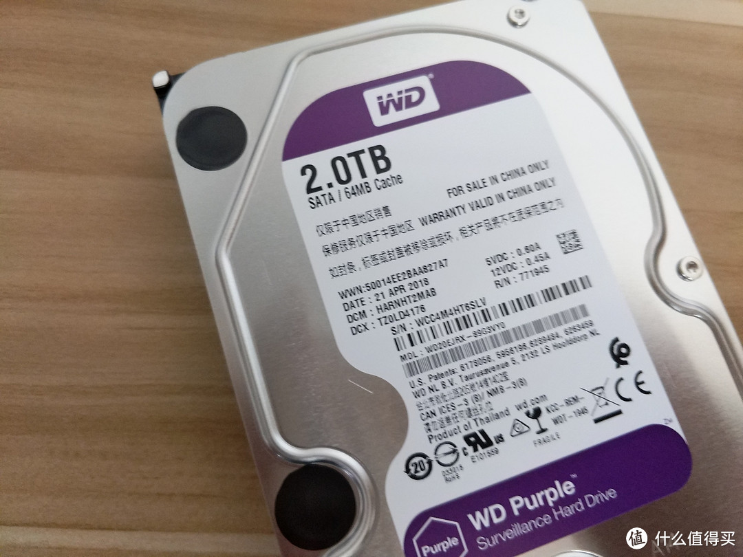 WD 西部数据 紫盘 2TB SATA6Gb/s 64M 监控硬盘开箱测评