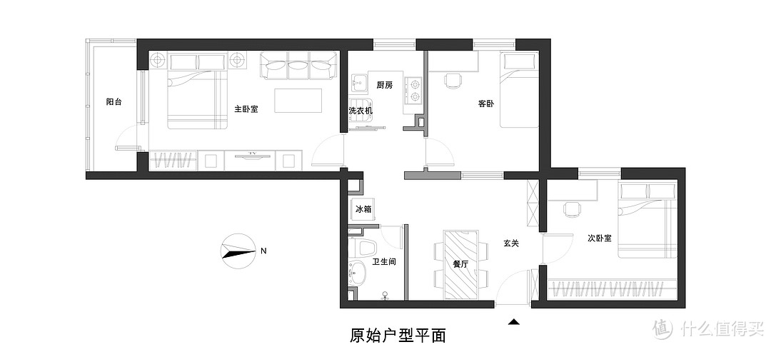 通过固定家具对空间进行二次整理