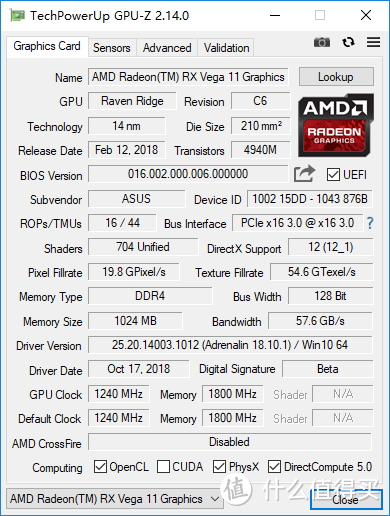 Ryzen 5 2400G GPU信息