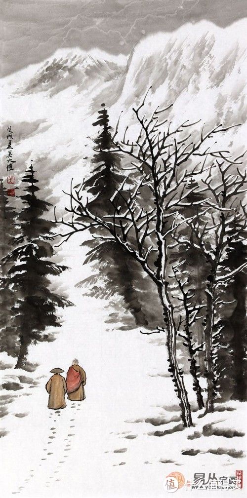 山水画家吴大恺，美轮美奂的雪景山水画