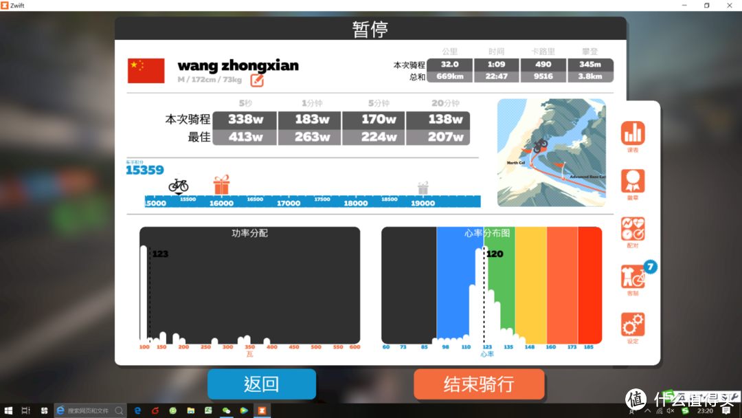 ZWIFT的骑行报告（3）总览页面