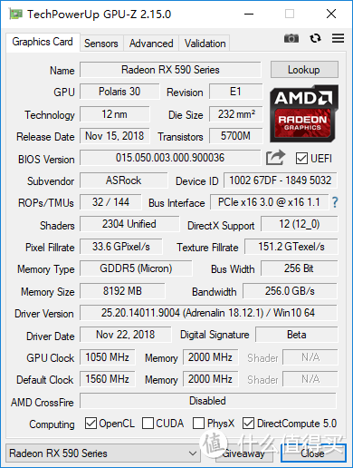 进一步了解RX590 与 华擎 PG X RX590 8G OC显卡开箱