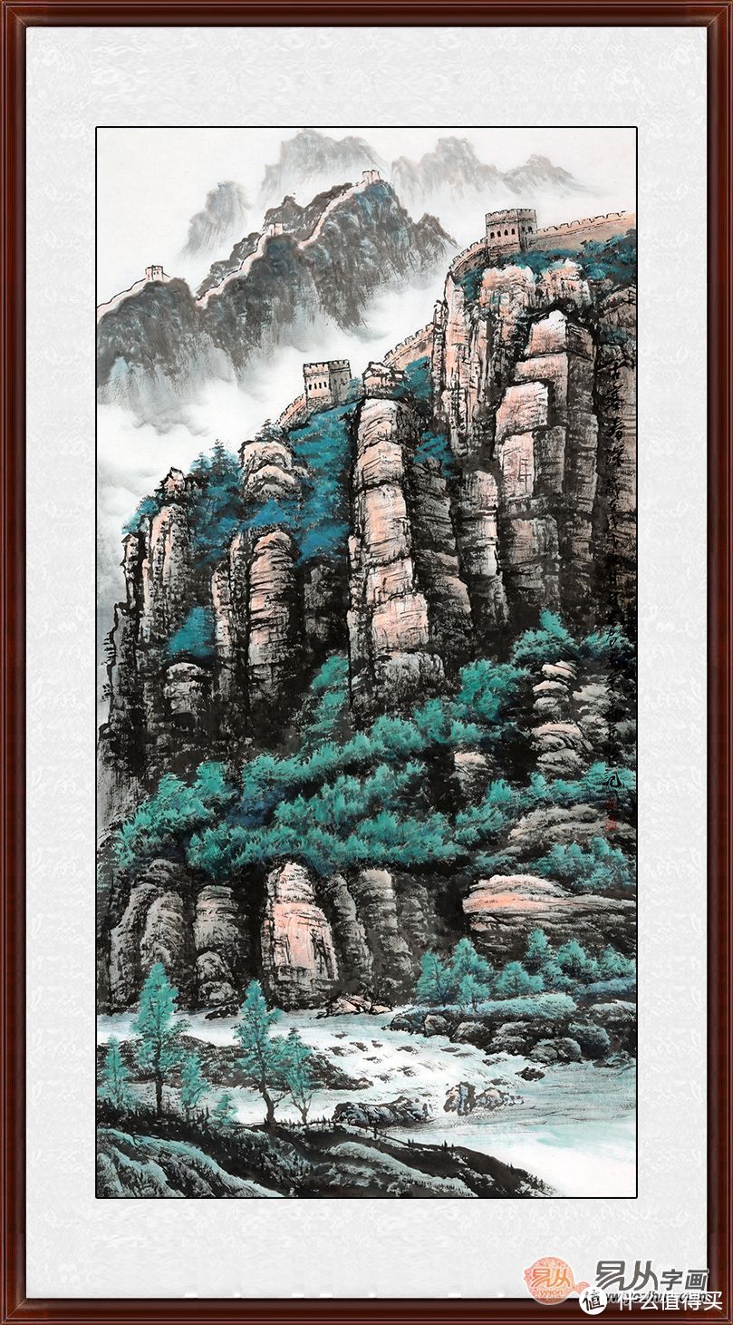 家里客厅背景墙装饰画挂什么合适？高颜值青绿山水挂画分享！