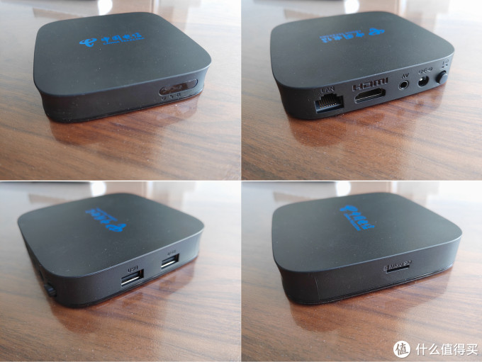 盒子塑料材质,外观没啥好说的,四侧面接口开关布局如上,2个usb,1个tf