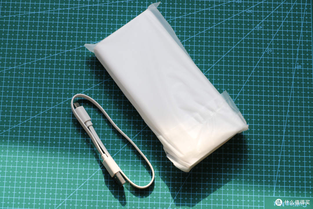 数据线、用塑料袋保护的移动电源