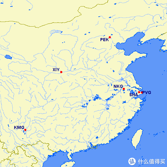 东航的枢纽分布图