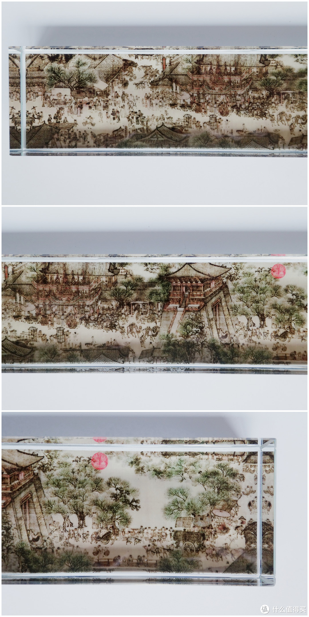 来自于“故宫”的礼物（上）—清明上河图.水晶镇纸，一鹿平安.挂件，呈祥海水江崖纹.香盘