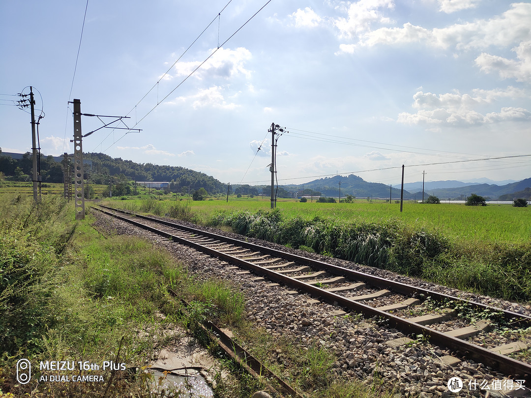 一个铁路从田野间穿过