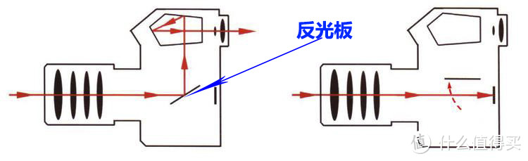 单反之所以叫单反是因为有个反光板和五棱镜的结构,取景和对焦的时候