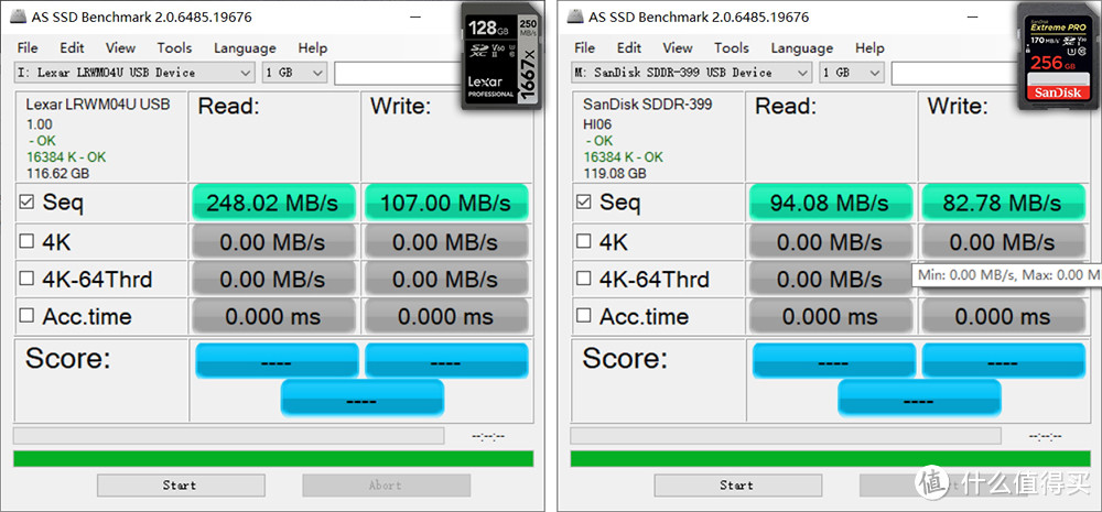 LEXAR 1667x UHS-II 128G SD 与Sandisk Extreme Pro二代性能对比测试