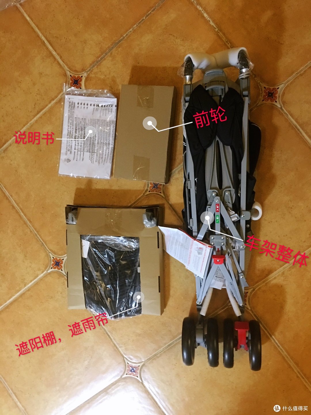 把东西全部拿出来,分为三大件和一个说明书