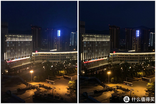 夜晚样张对比（2X，左iPhone X 右iPhone XS Max）