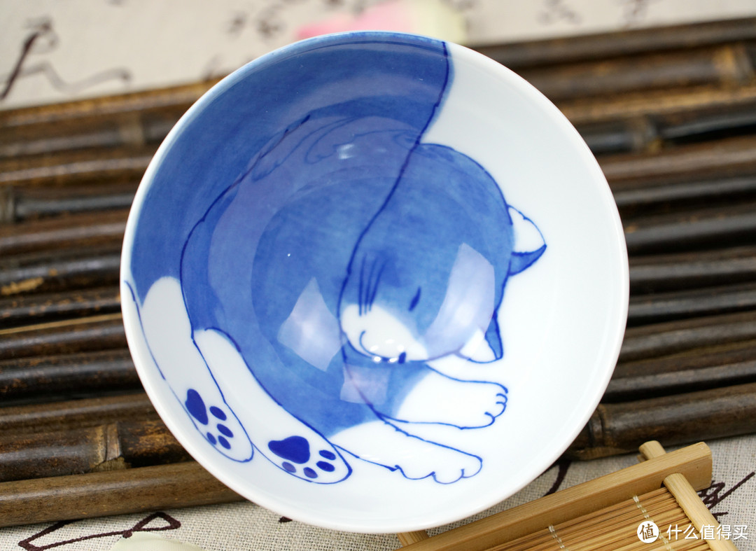 一个猫控的自我修养：Ceramic 蓝 杯、碗、碟、筷 治愈系餐具套装
