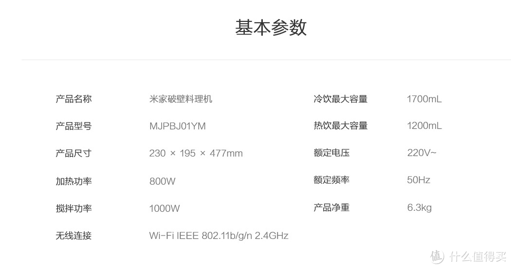 ▲产品基本参数