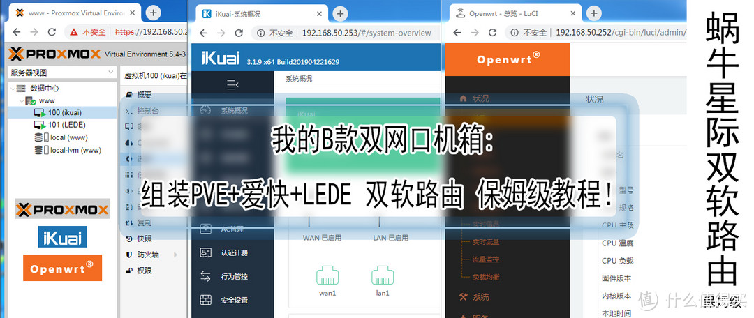 蜗牛星际：我的B款双网口机箱 PVE+爱快+LEDE 双软路由 保姆级教程！更换J3455主板。