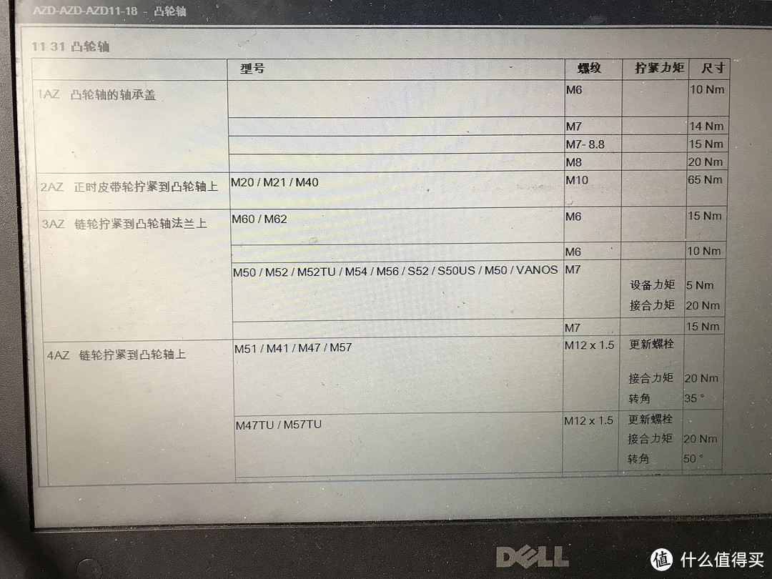 维修指南中的螺丝拧紧力矩标准