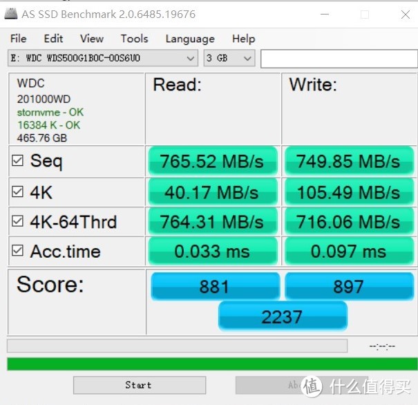 3G,几乎没有掉速(好像即使掉速也有700Mb/s..几乎和不掉速没有区别),写入延迟似乎高了些,短时间连续跑分的原因?