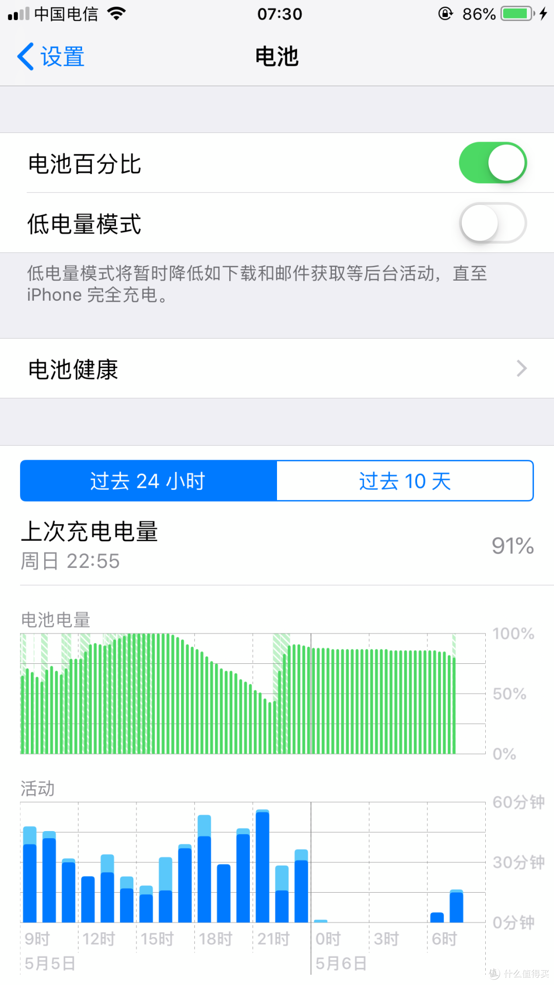 7点30分,电量86%